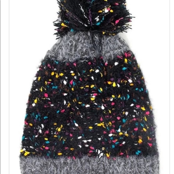 Confetti Beanie | Hat with Pom Pom | White | Pink | Multi-color - Picture 6 of 9